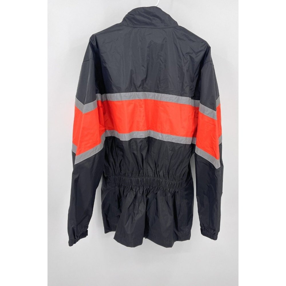 J&P Cycles Black Mesh Lined Full Zip Reflective Rain Jacket Coat Unisex Size L‎ - Picture 3 of 4